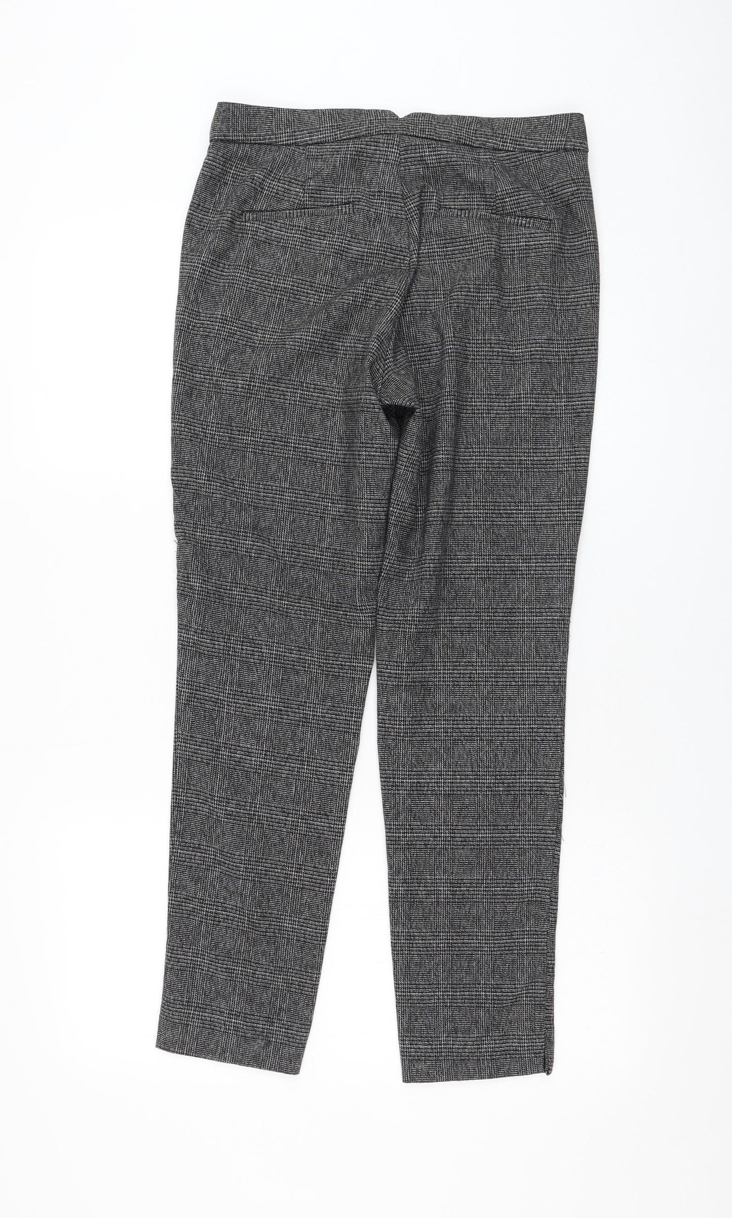 Mango Womens Grey Check Polyester Carrot Trousers Size 10 L27 in Regular Zip