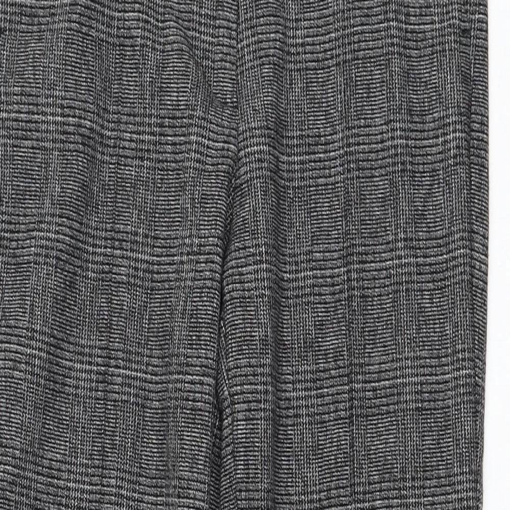Mango Womens Grey Check Polyester Carrot Trousers Size 10 L27 in Regular Zip