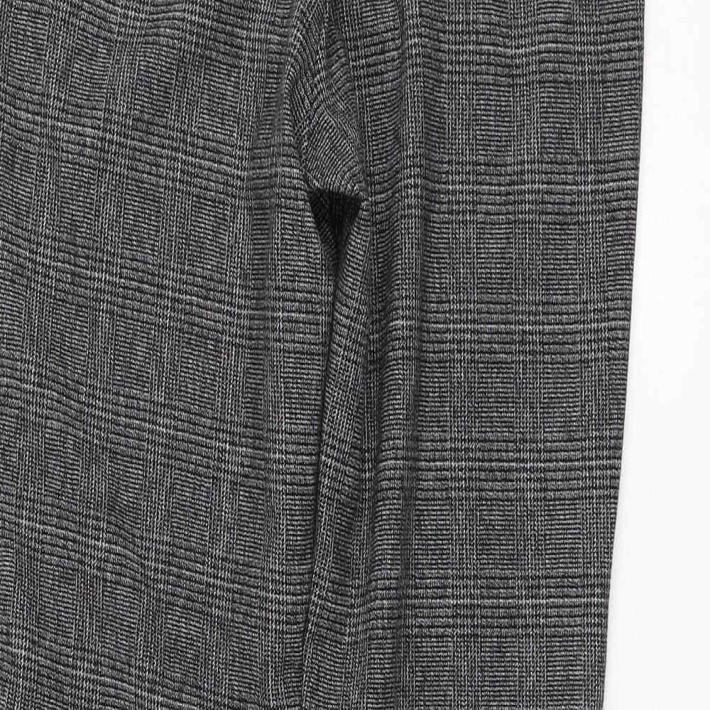 Mango Womens Grey Check Polyester Carrot Trousers Size 10 L27 in Regular Zip