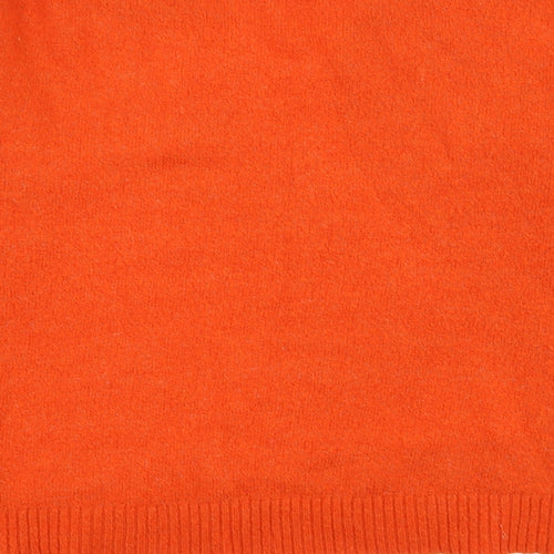 H&M Womens Orange V-Neck  Acrylic Pullover Jumper Size S