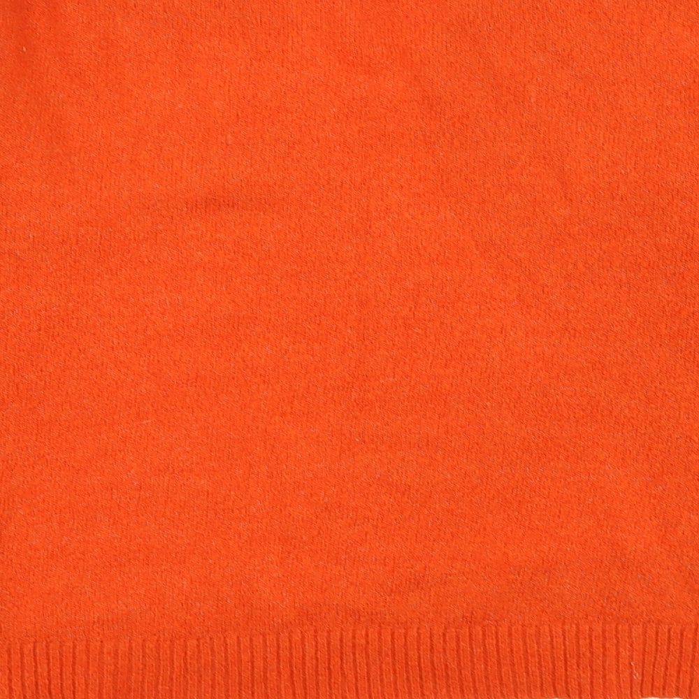 H&M Womens Orange V-Neck  Acrylic Pullover Jumper Size S