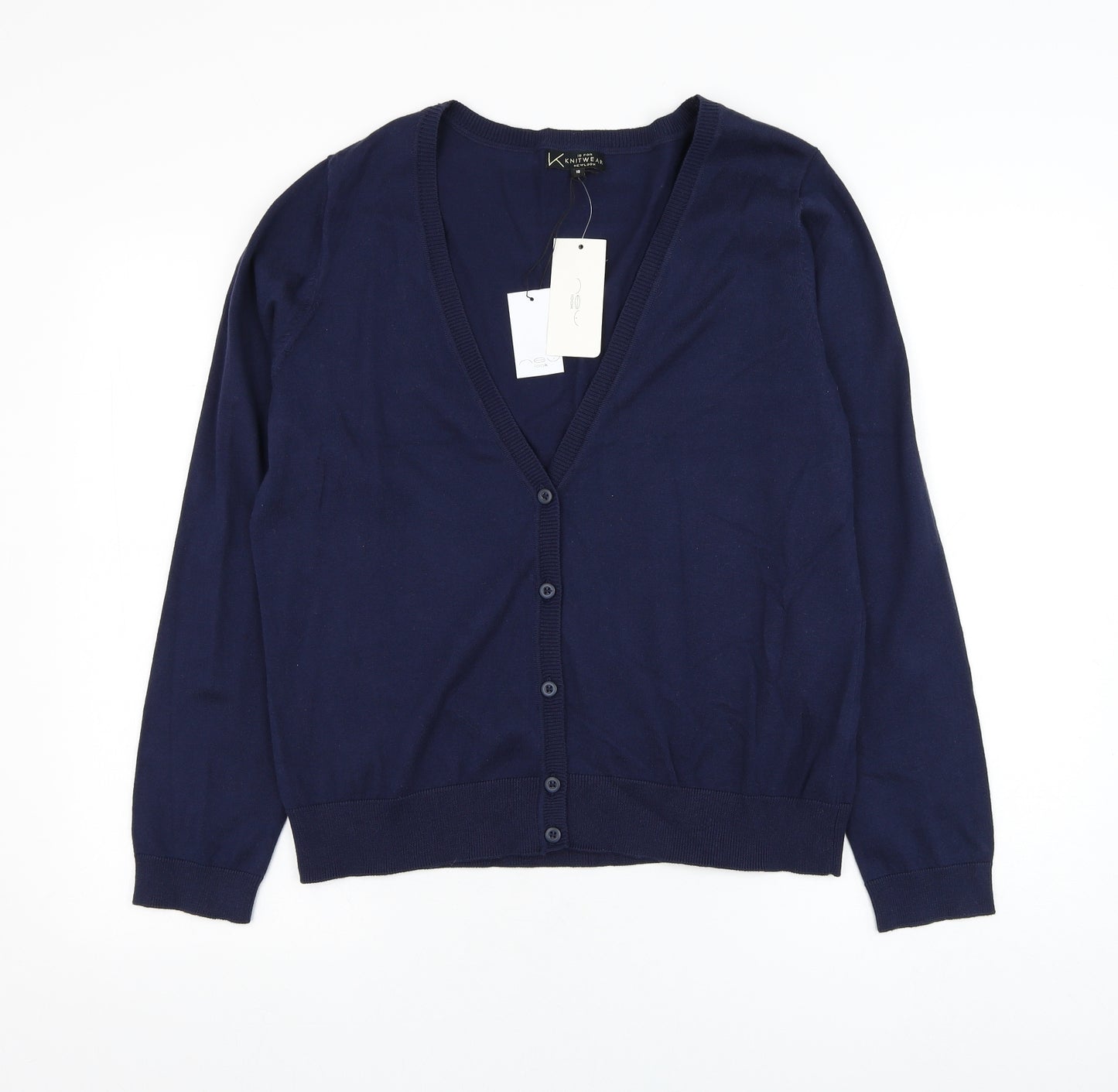 New Look Womens Blue V-Neck  Cotton Cardigan Jumper Size 18