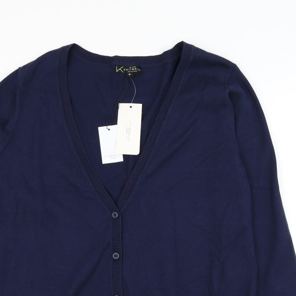 New Look Womens Blue V-Neck  Cotton Cardigan Jumper Size 18