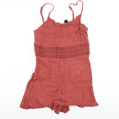 Primark Womens Red  Viscose Playsuit One-Piece Size 6 L3 in Pullover