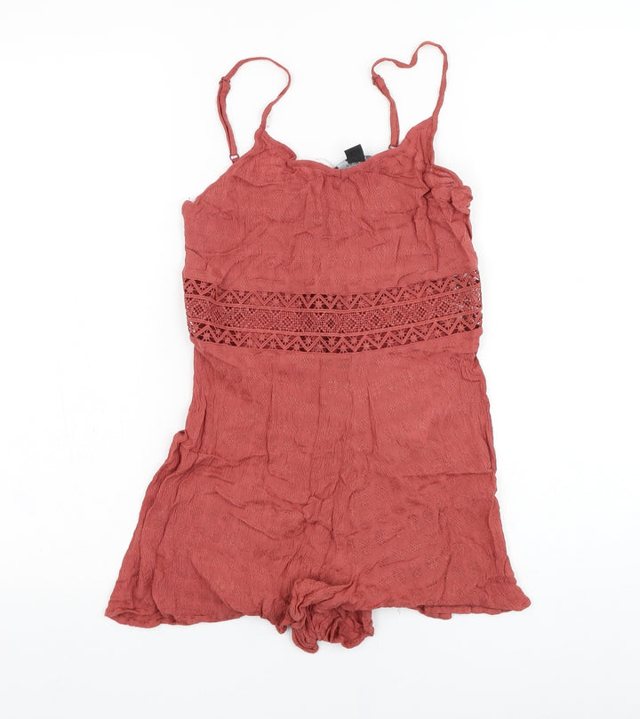 Primark Womens Red Viscose Playsuit One-Piece Size 6 L3 in Pullover