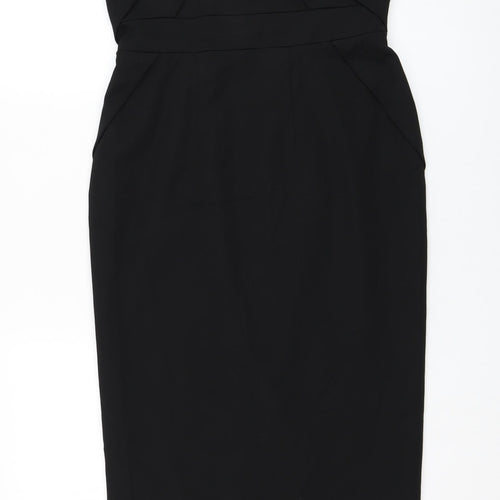 Coast Womens Black  Viscose Pencil Dress  Size 12  Sweetheart Zip