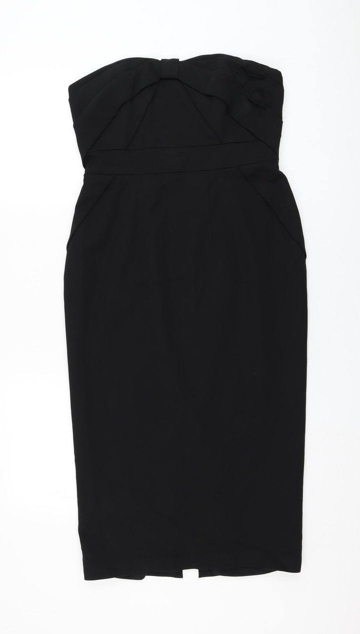 Coast Womens Black Viscose Pencil Dress Size 12 Sweetheart Zip