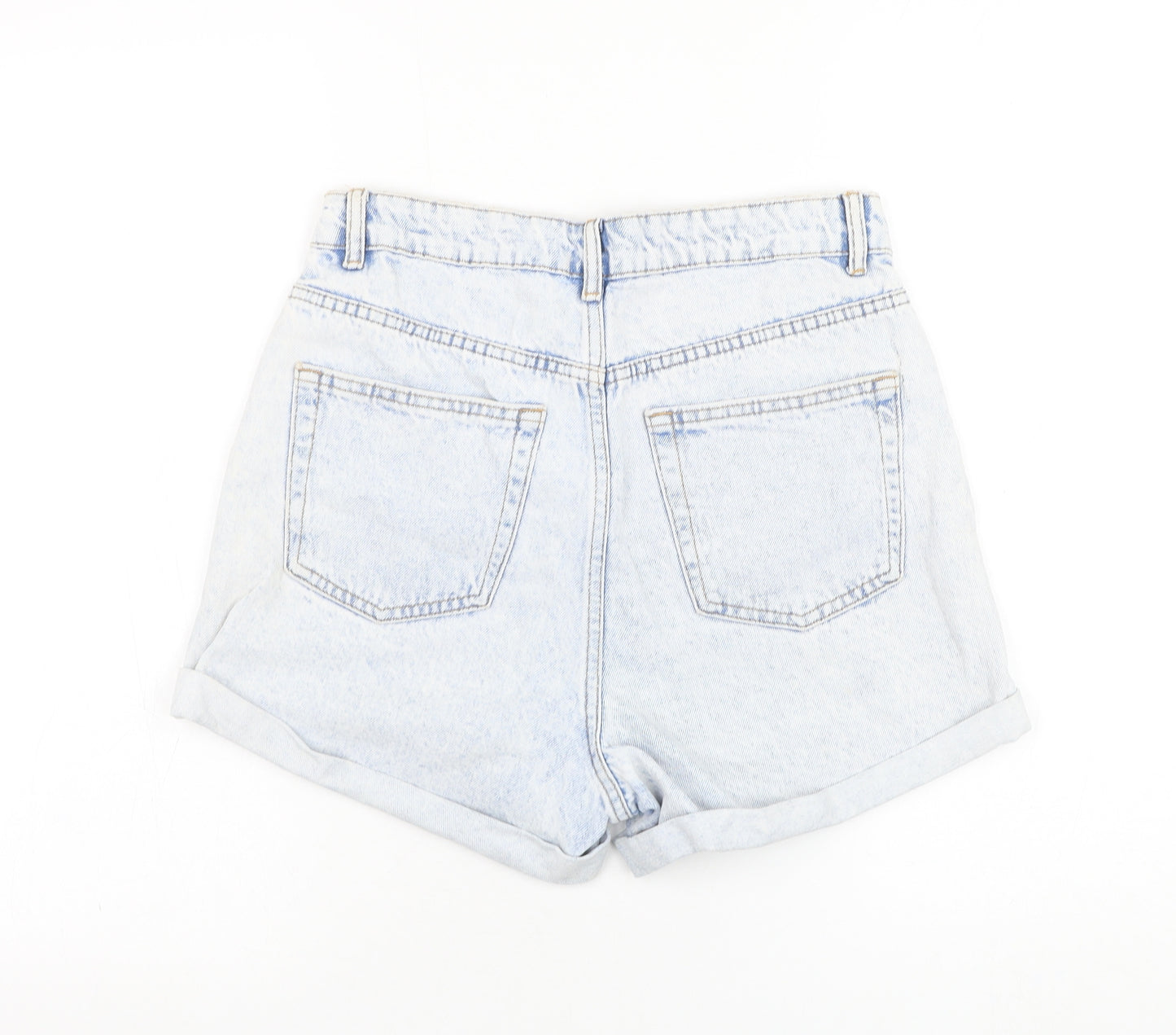 Primark Womens Blue  Cotton Bermuda Shorts Size 10 L4 in Regular Zip