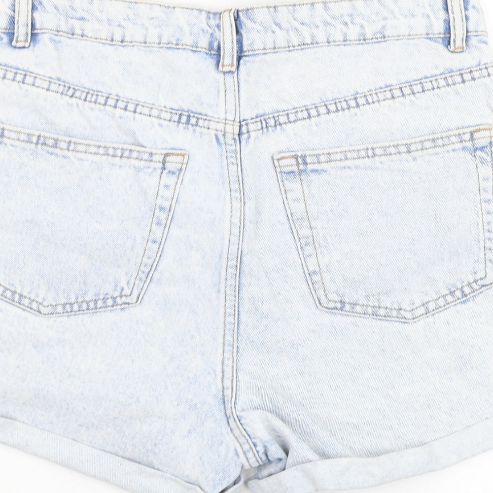 Primark Womens Blue  Cotton Bermuda Shorts Size 10 L4 in Regular Zip