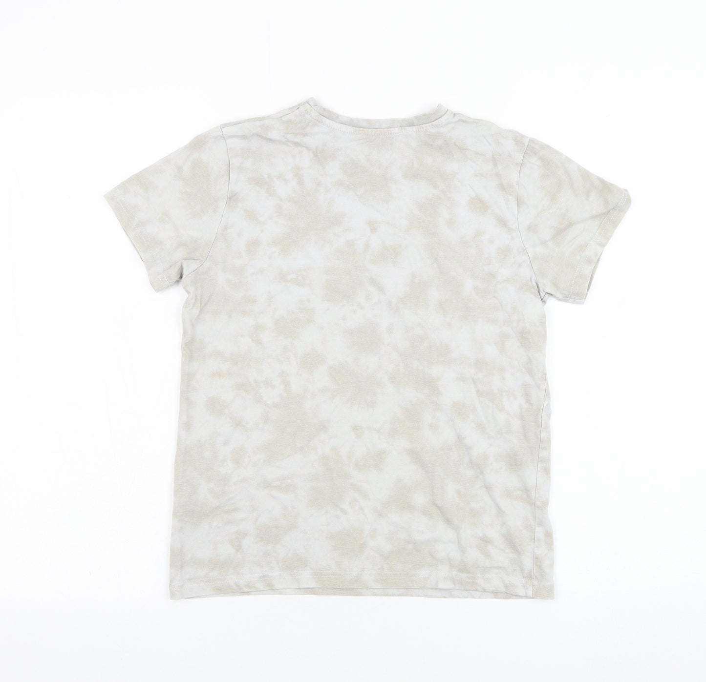Primark Boys Grey  Cotton Basic T-Shirt Size 10-11 Years Round Neck Pullover - Tie dye