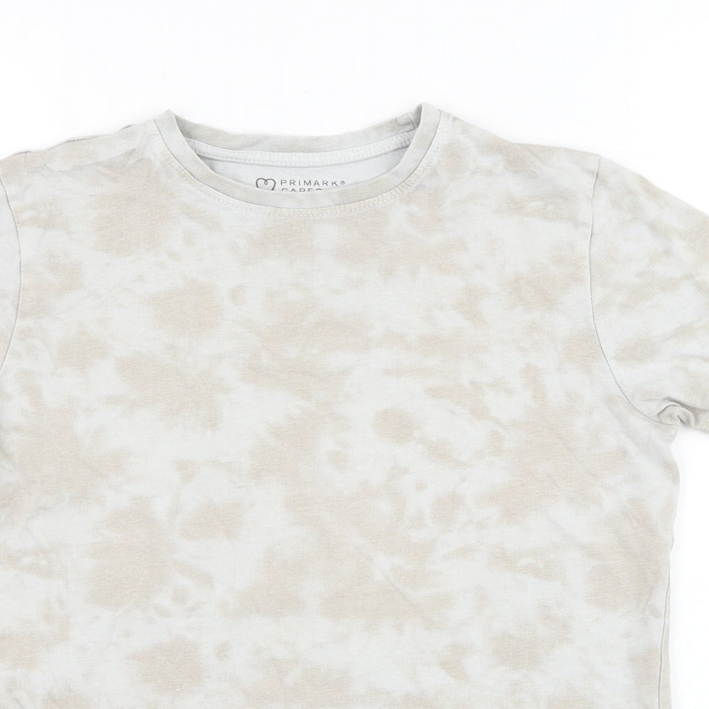 Primark Boys Grey  Cotton Basic T-Shirt Size 10-11 Years Round Neck Pullover - Tie dye