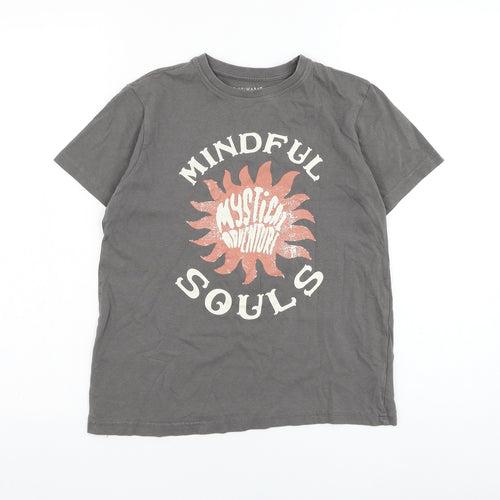 Primark Girls Grey  Cotton Basic T-Shirt Size 10-11 Years Round Neck Pullover - Mindful Souls