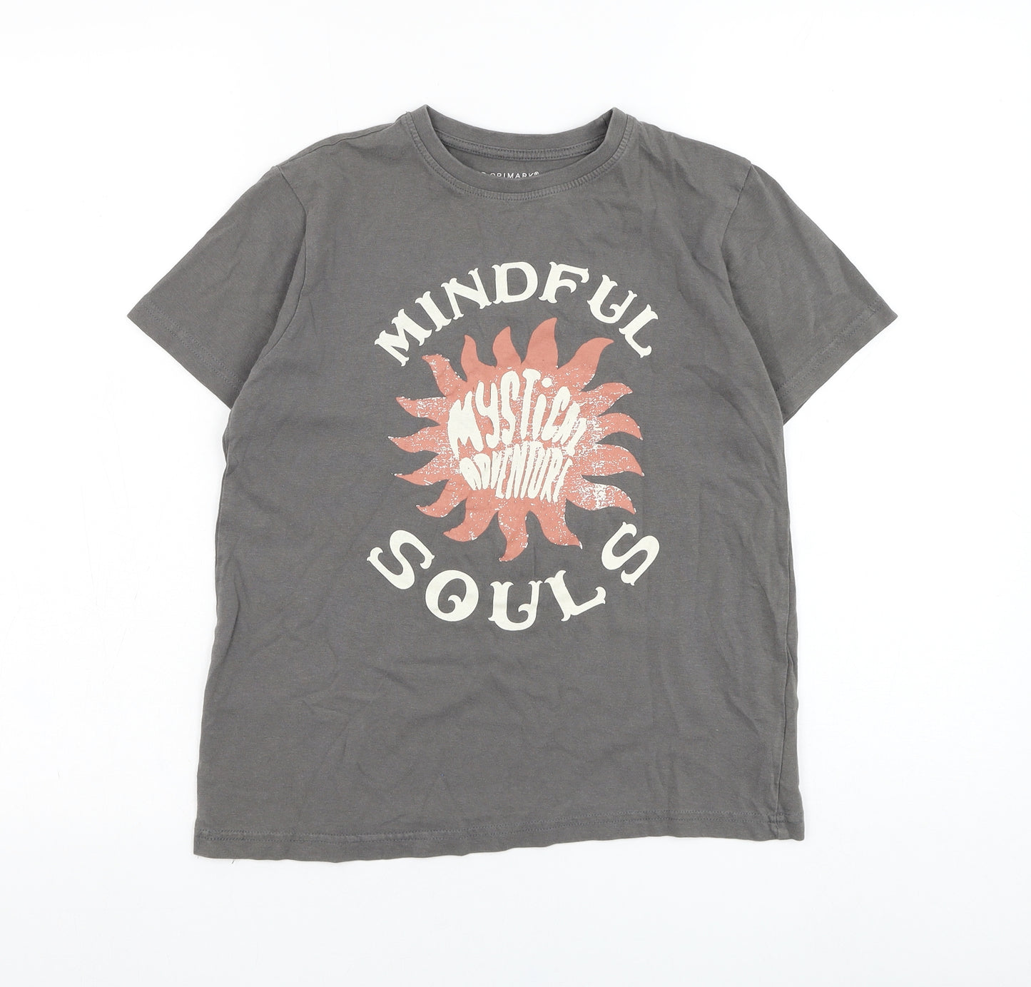 Primark Girls Grey  Cotton Basic T-Shirt Size 10-11 Years Round Neck Pullover - Mindful Souls