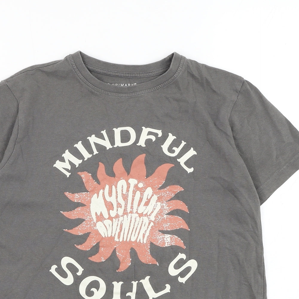 Primark Girls Grey  Cotton Basic T-Shirt Size 10-11 Years Round Neck Pullover - Mindful Souls