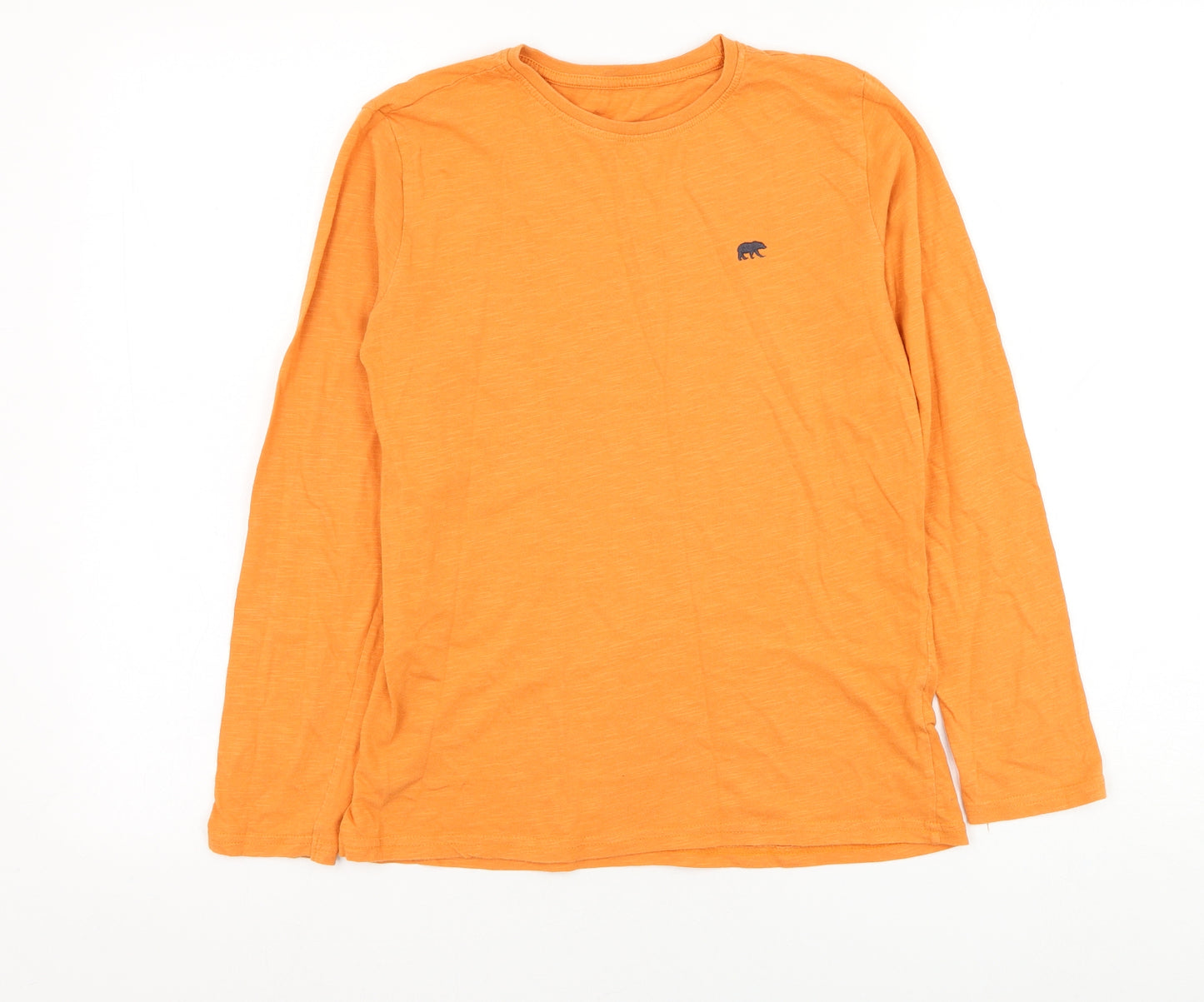 Dunnes Stores Boys Orange  Cotton Basic T-Shirt Size 10-11 Years Round Neck Pullover - Bear