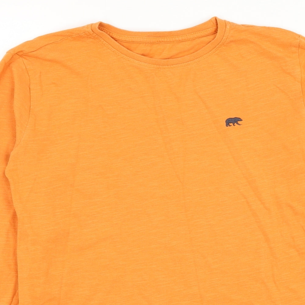 Dunnes Stores Boys Orange  Cotton Basic T-Shirt Size 10-11 Years Round Neck Pullover - Bear