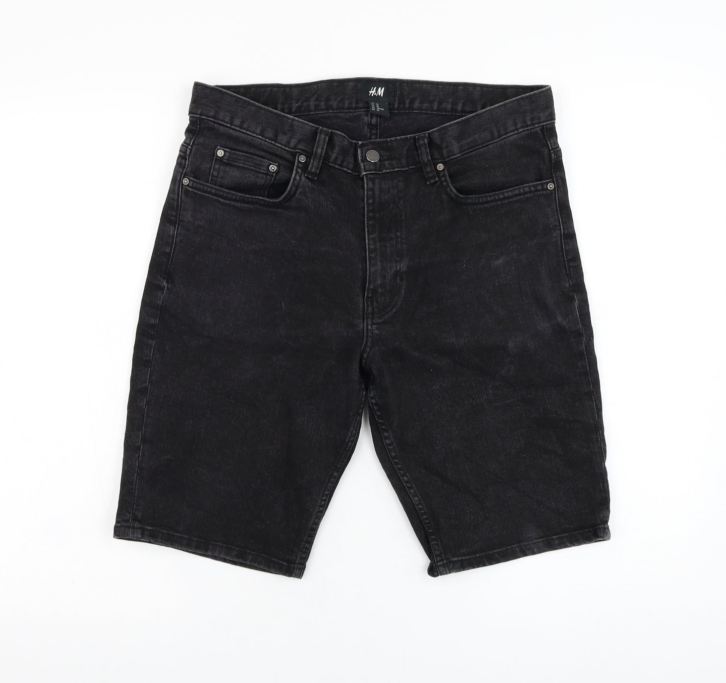 H&M Mens Black  Cotton Bermuda Shorts Size 30 in L10 in Regular Zip