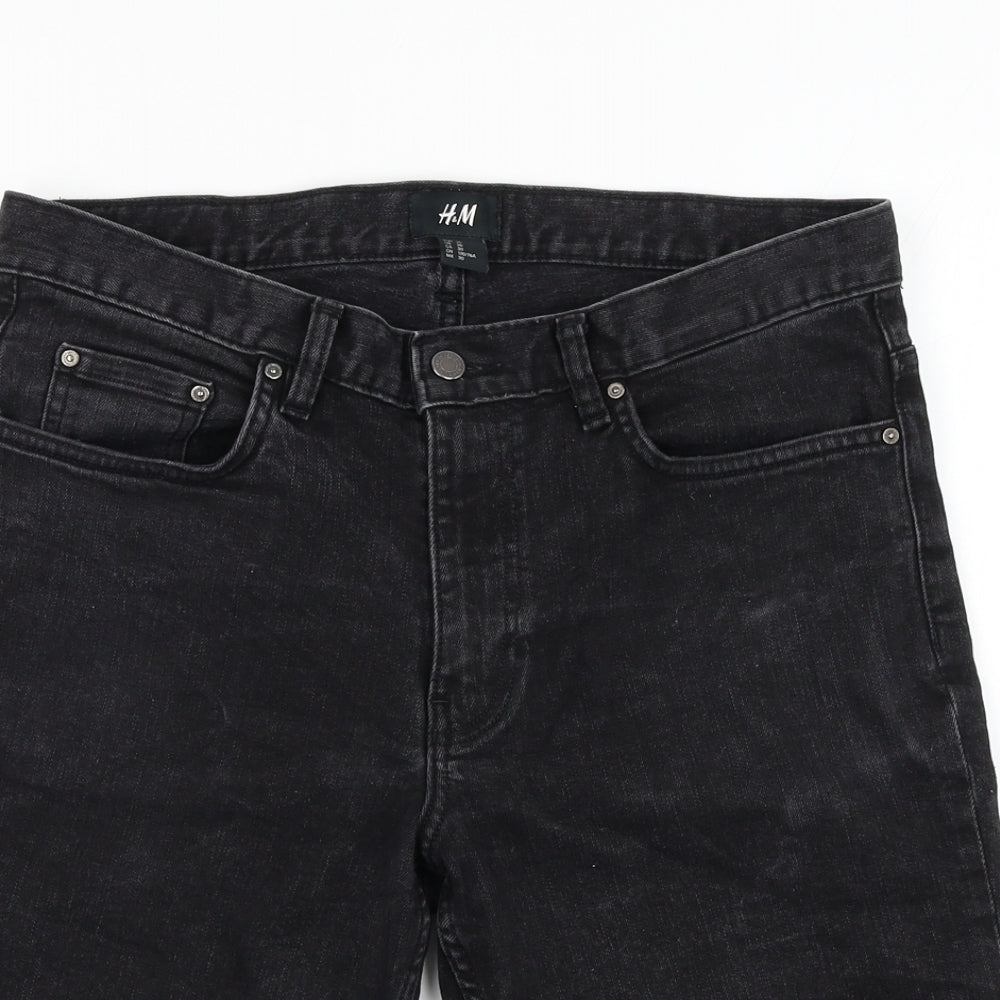H&M Mens Black  Cotton Bermuda Shorts Size 30 in L10 in Regular Zip