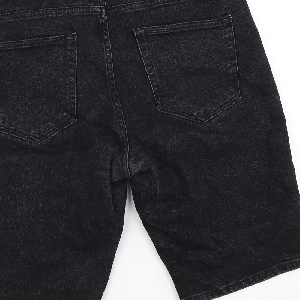 H&M Mens Black  Cotton Bermuda Shorts Size 30 in L10 in Regular Zip