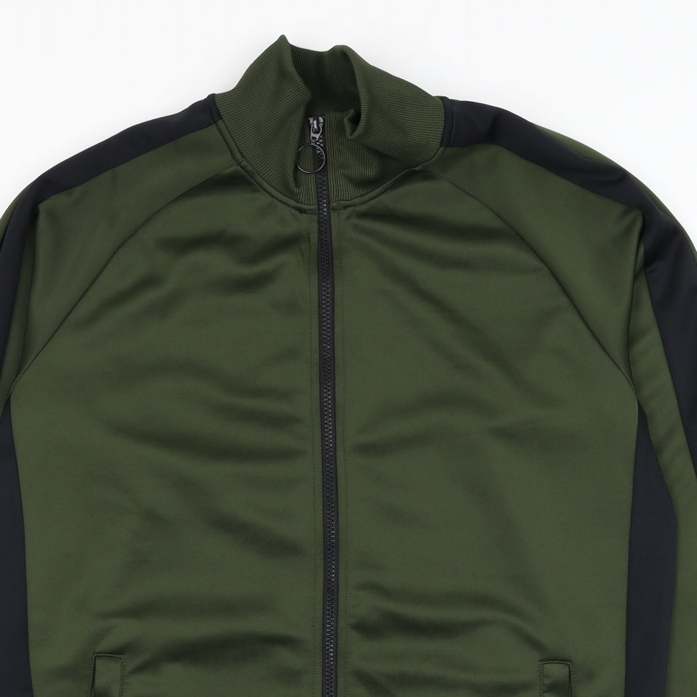JACK & JONES Mens Green  Polyester Full Zip Sweatshirt Size L