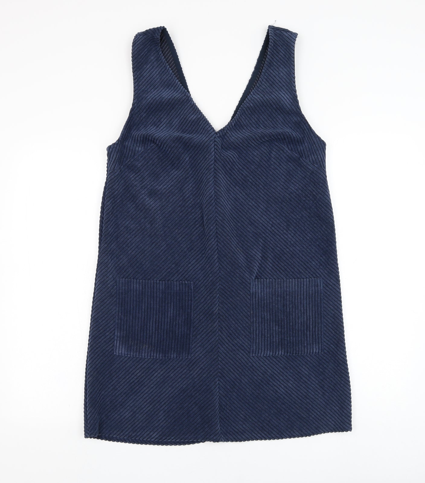 George Womens Blue  Polyester Pinafore/Dungaree Dress  Size 12  V-Neck Pullover