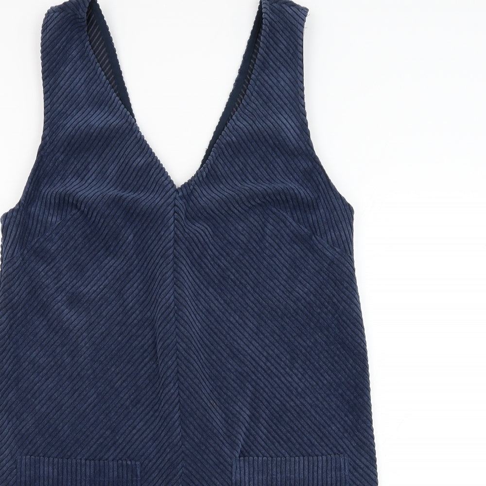 George Womens Blue  Polyester Pinafore/Dungaree Dress  Size 12  V-Neck Pullover