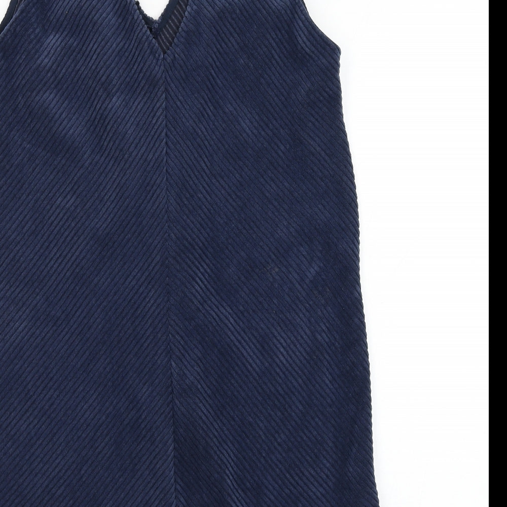 George Womens Blue  Polyester Pinafore/Dungaree Dress  Size 12  V-Neck Pullover