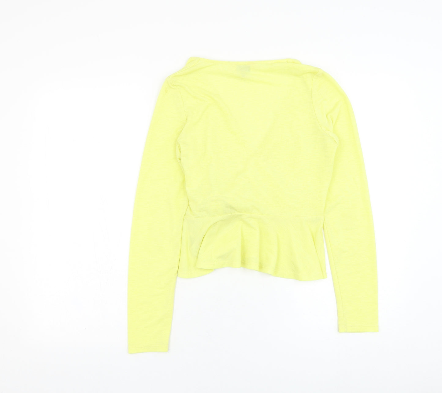 Miss Selfridge Womens Yellow  Polyester Basic Blouse Size 8 V-Neck