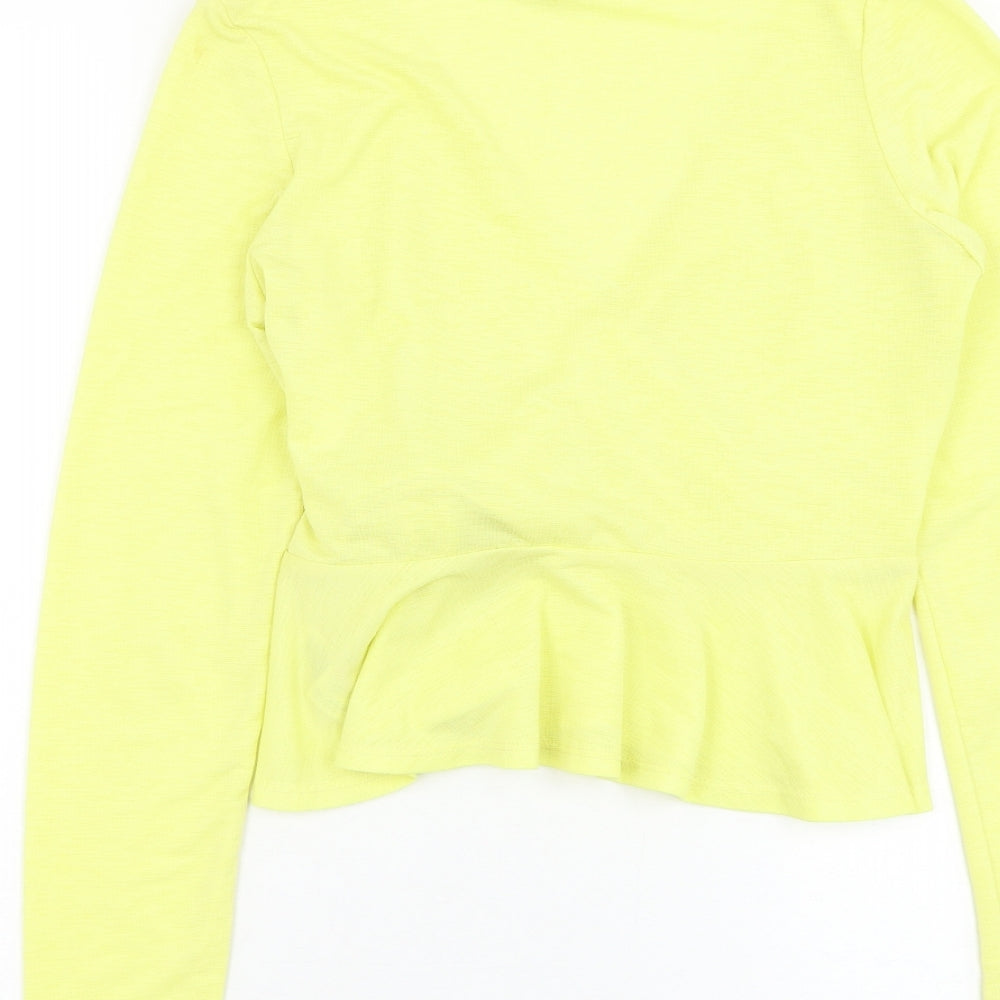 Miss Selfridge Womens Yellow  Polyester Basic Blouse Size 8 V-Neck