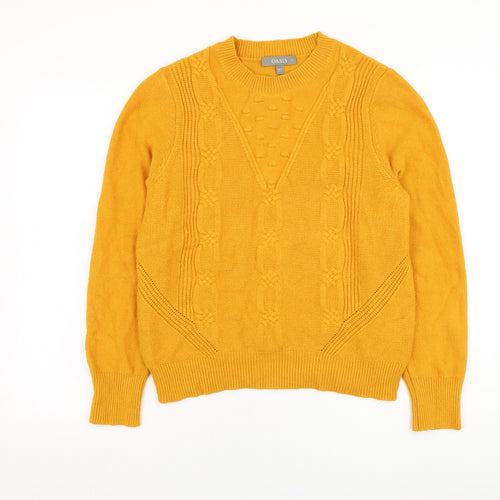 Oasis Womens Yellow Round Neck  Viscose Pullover Jumper Size L