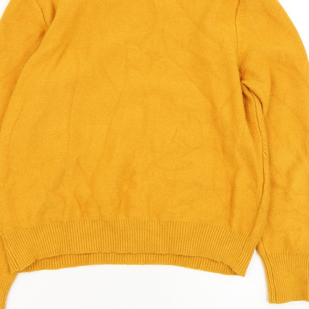 Oasis Womens Yellow Round Neck  Viscose Pullover Jumper Size L
