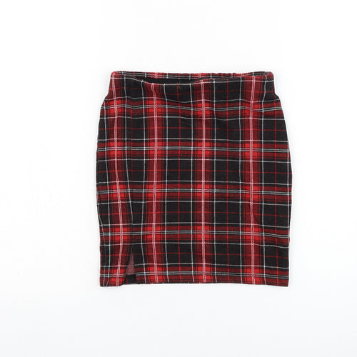 New Look Girls Red Check Polyester Straight & Pencil  Size 9 Years  Regular Pull On