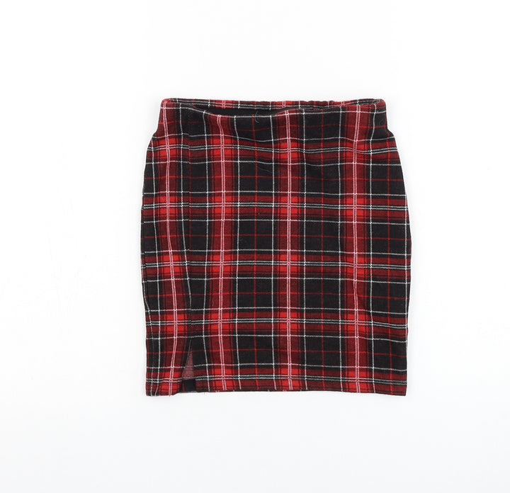New Look Girls Red Check Polyester Straight & Pencil  Size 9 Years  Regular Pull On