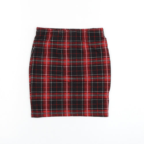 New Look Girls Red Check Polyester Straight & Pencil  Size 9 Years  Regular Pull On