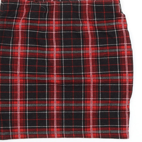 New Look Girls Red Check Polyester Straight & Pencil  Size 9 Years  Regular Pull On