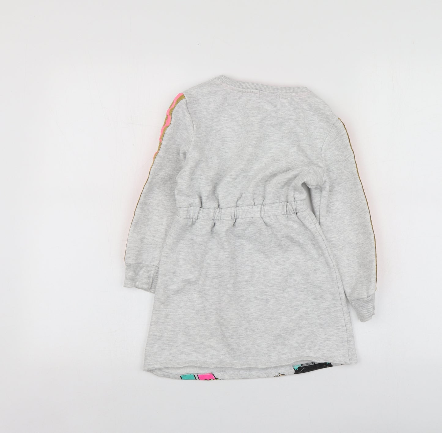 LoL Girls Grey Geometric Cotton Shirt Dress  Size 6 Years  Round Neck