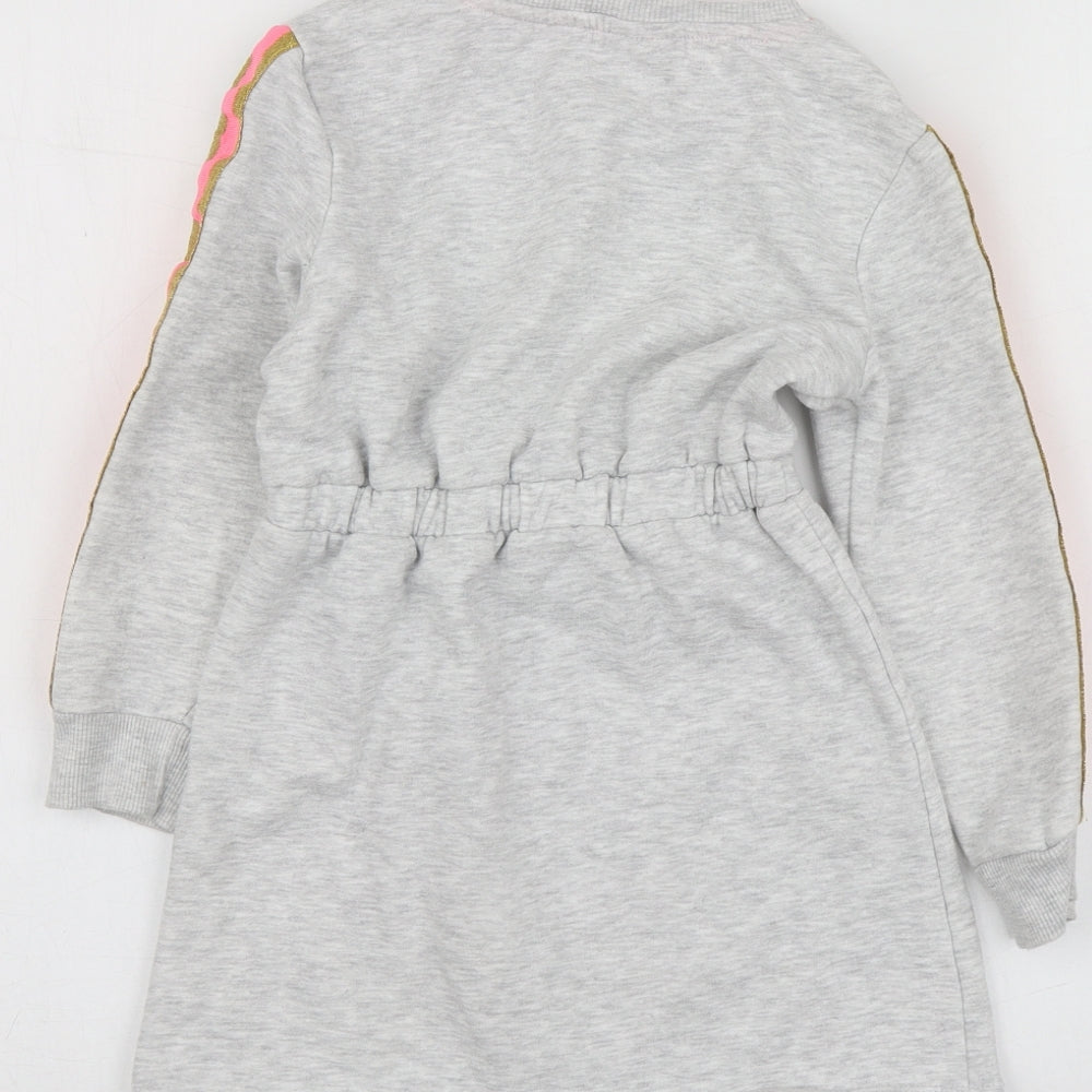LoL Girls Grey Geometric Cotton Shirt Dress  Size 6 Years  Round Neck