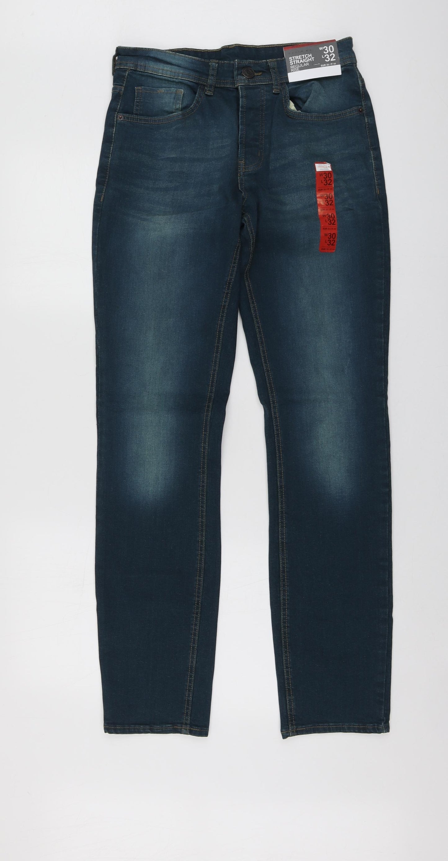 Primark Womens Blue  Cotton Straight Jeans Size 38 L31 in Regular