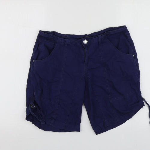 Dunnes Stores Womens Blue  Cotton Bermuda Shorts Size 10 L15 in Regular