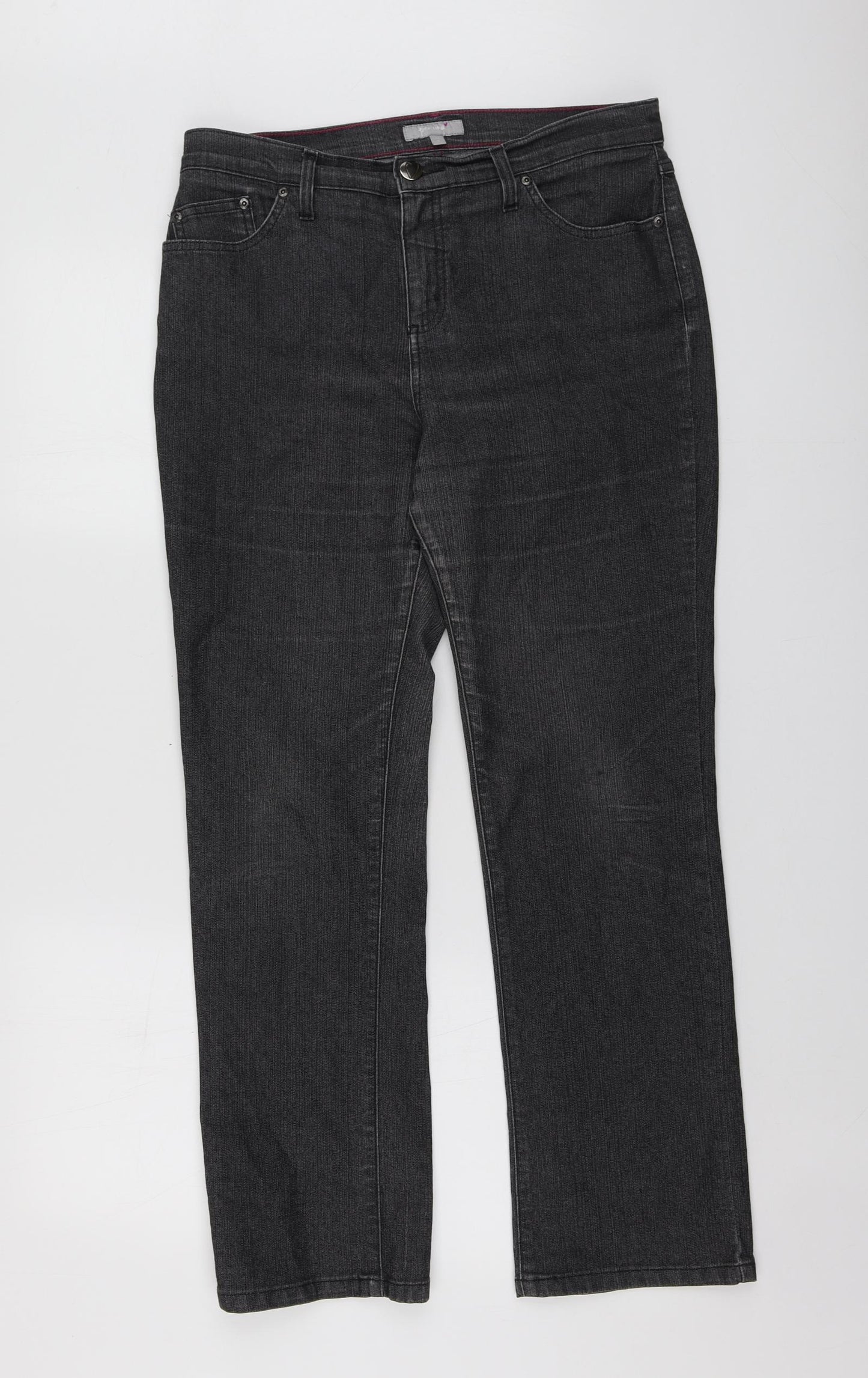 Per Una Womens Grey  Cotton Straight Jeans Size 10 L28 in Regular