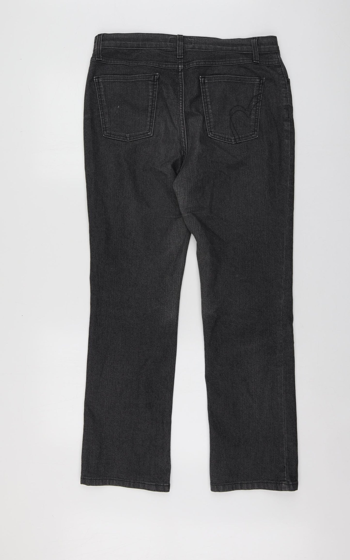 Per Una Womens Grey  Cotton Straight Jeans Size 10 L28 in Regular