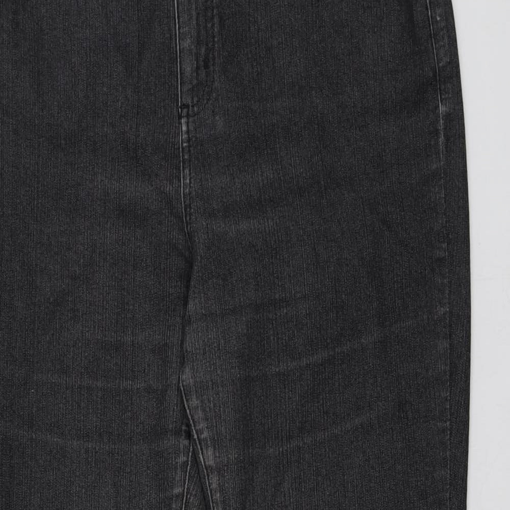 Per Una Womens Grey  Cotton Straight Jeans Size 10 L28 in Regular