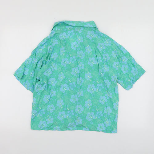 Primark Womens Green Floral Viscose Basic Button-Up Size 6 V-Neck