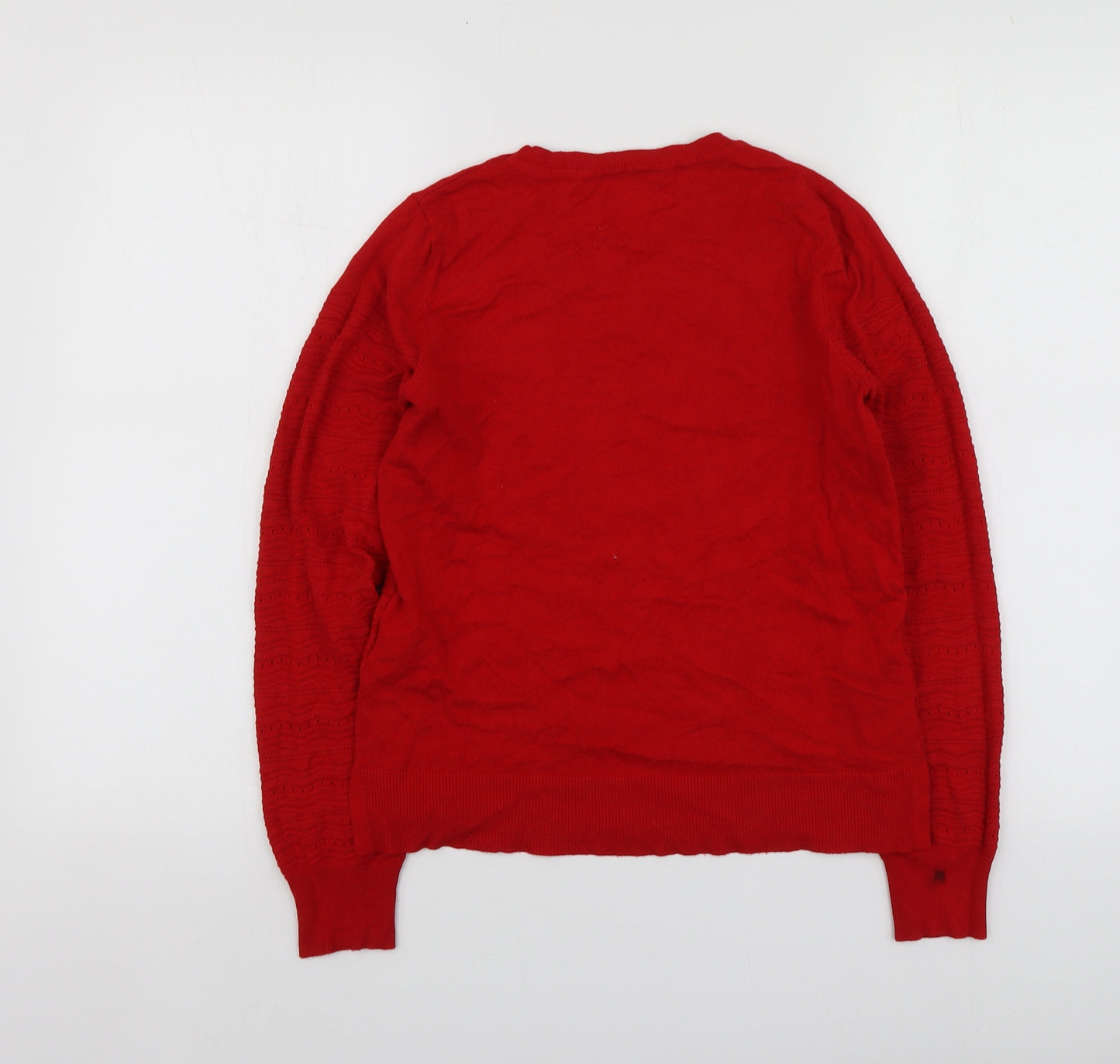 Oasis Womens Red Round Neck  Viscose Pullover Jumper Size S