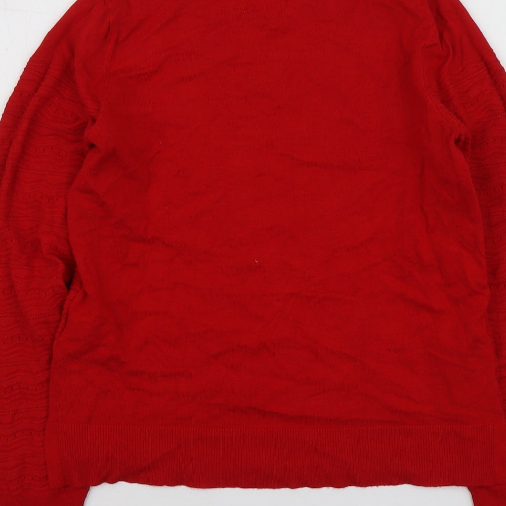 Oasis Womens Red Round Neck  Viscose Pullover Jumper Size S
