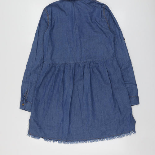 Polo Login Womens Blue  Cotton Skater Dress  Size S  Collared