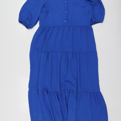 New Look Womens Blue  Polyester Skater Dress  Size 6  Collared