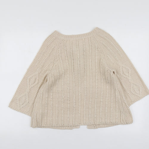 Evie Womens Beige Round Neck  Acrylic Cardigan Jumper Size 12
