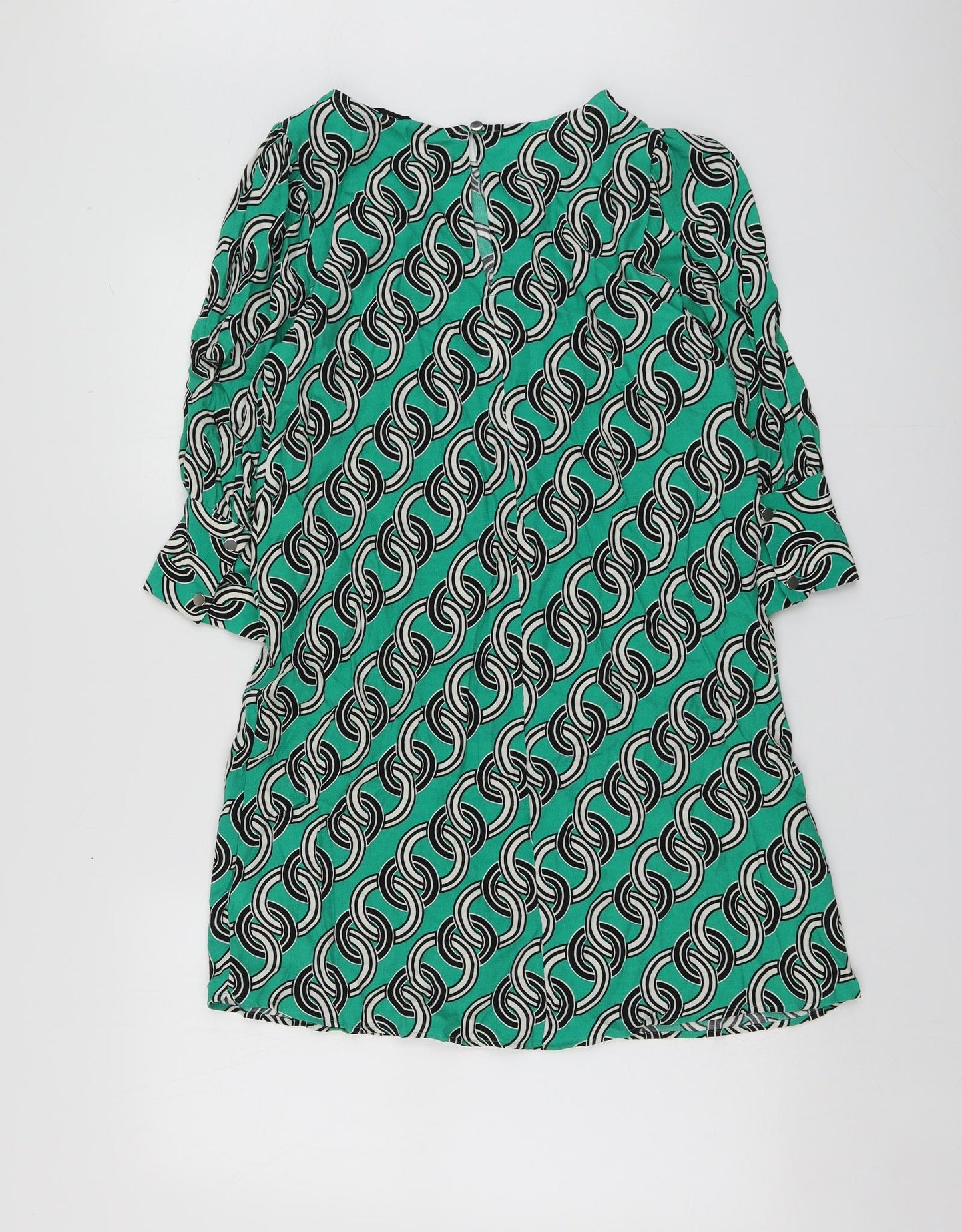 F&F Womens Green Geometric Viscose A-Line  Size 8  Round Neck
