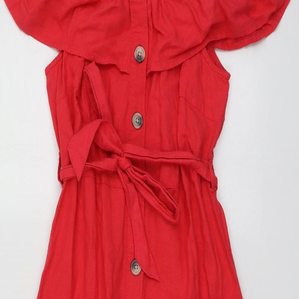 Geroge Womens Pink  Linen A-Line  Size 10  Square Neck